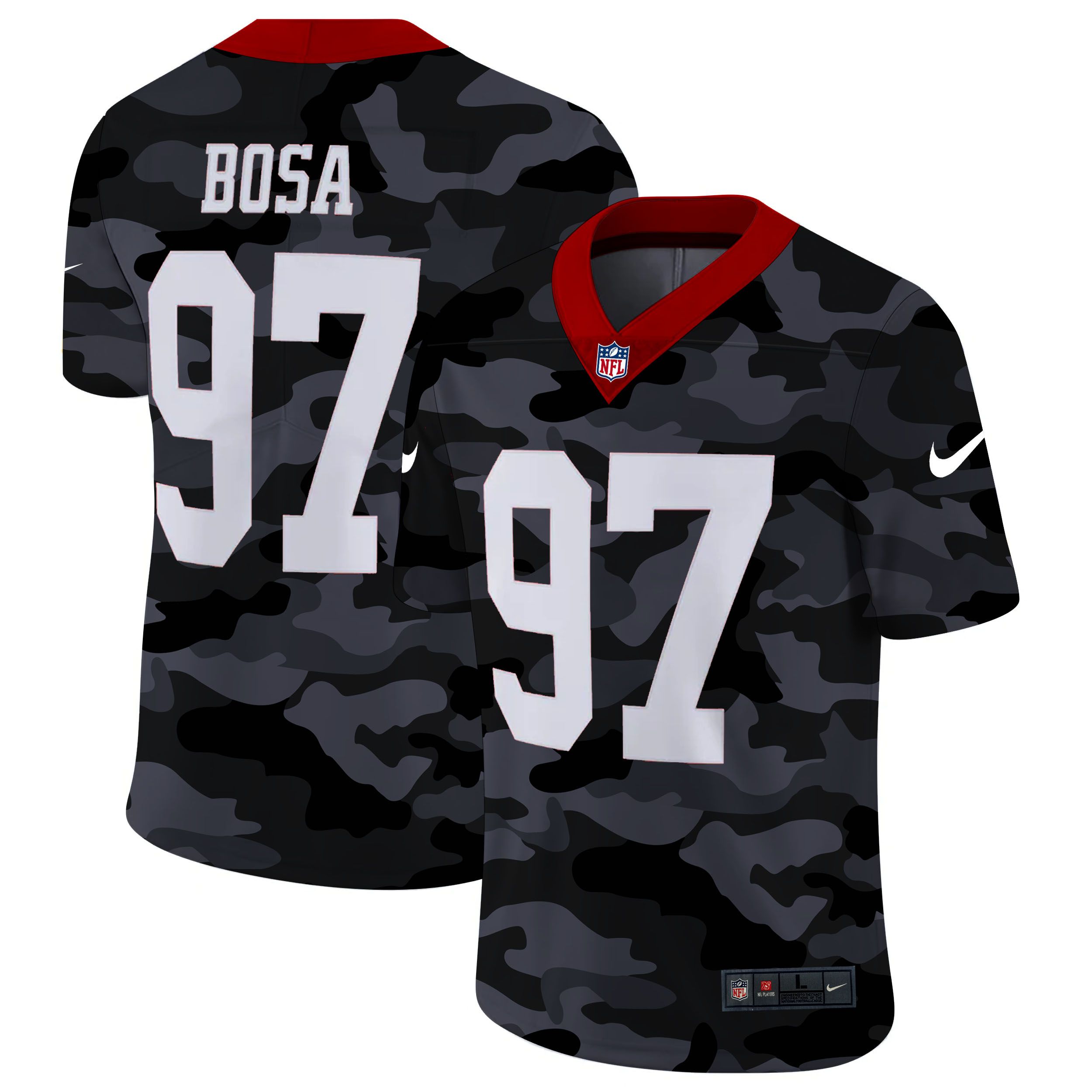 Men San Francisco 49ers #97 Bosa 2020 Nike Camo Salute to Service Limited NFL Jerseys->oakland raiders->NFL Jersey